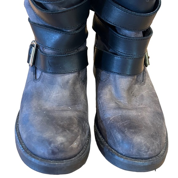 Steve Madden Bryannt Belted Dark Gray & Black Distressed Knee Boots 8 - Picture 8 of 13